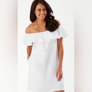 Tommy Bahama white linen Off-Shoulder Dress
